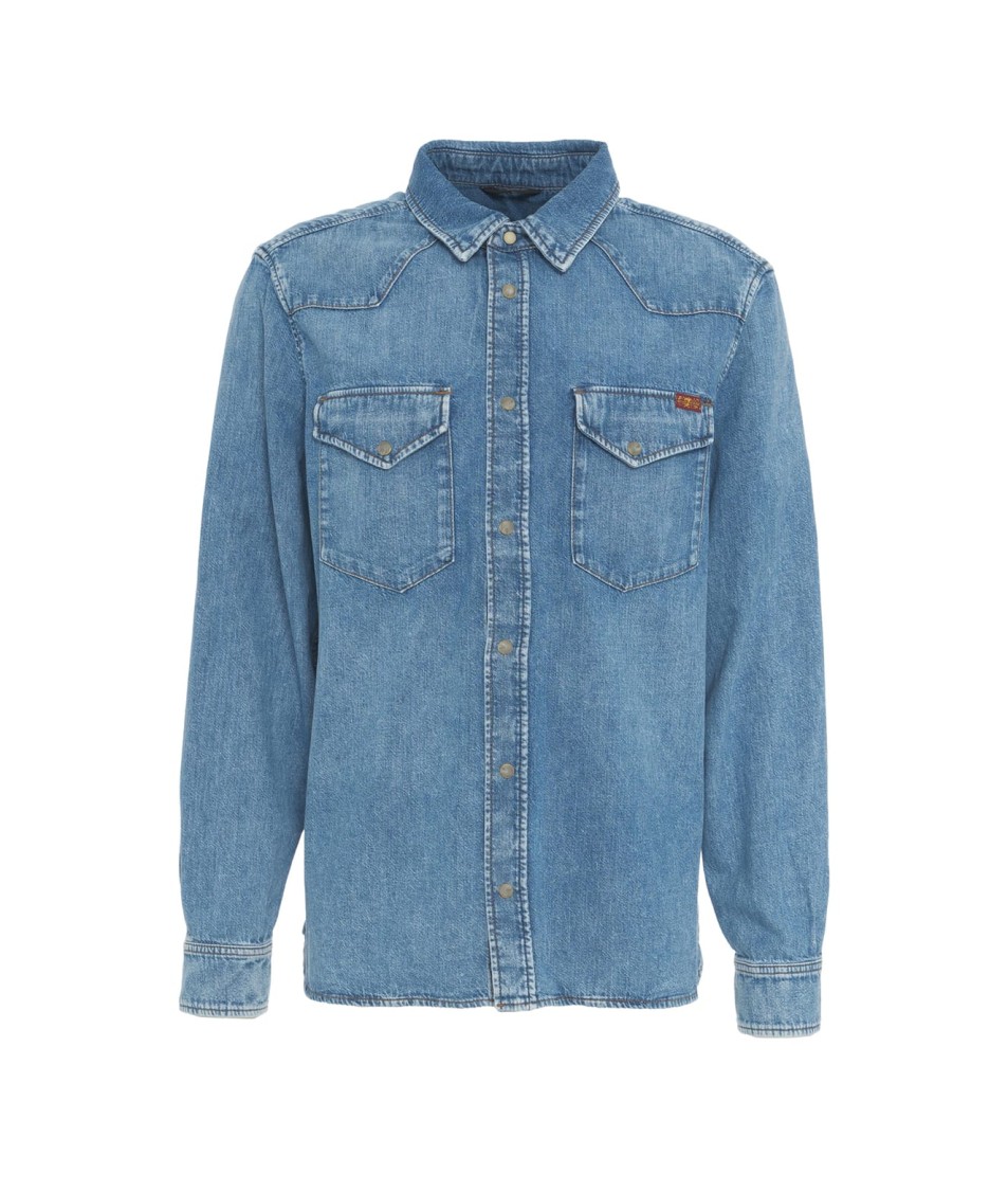 7 FOR ALL MANKIND 7 FOR ALL MANKIND CLASSIC DENIM WESTERN SHIRT WITH ROUNDED HEM