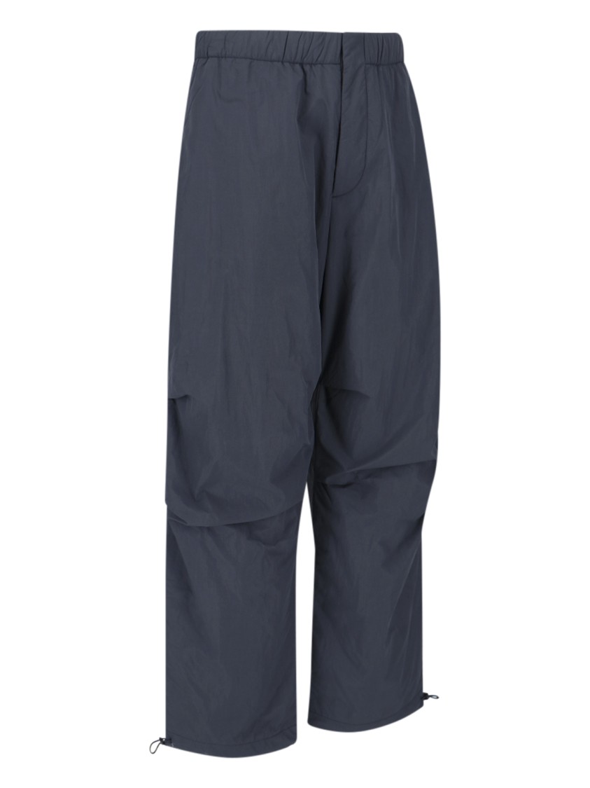 Studio Nicholson Straight Trousers With Elastic Waistband And Drawstring Hem In Blue