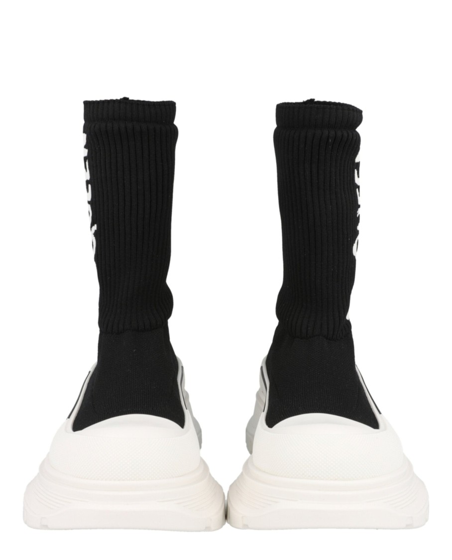 Alexander Mcqueen Tread Slick Graffiti Pull-on Boot Sneakers In Black