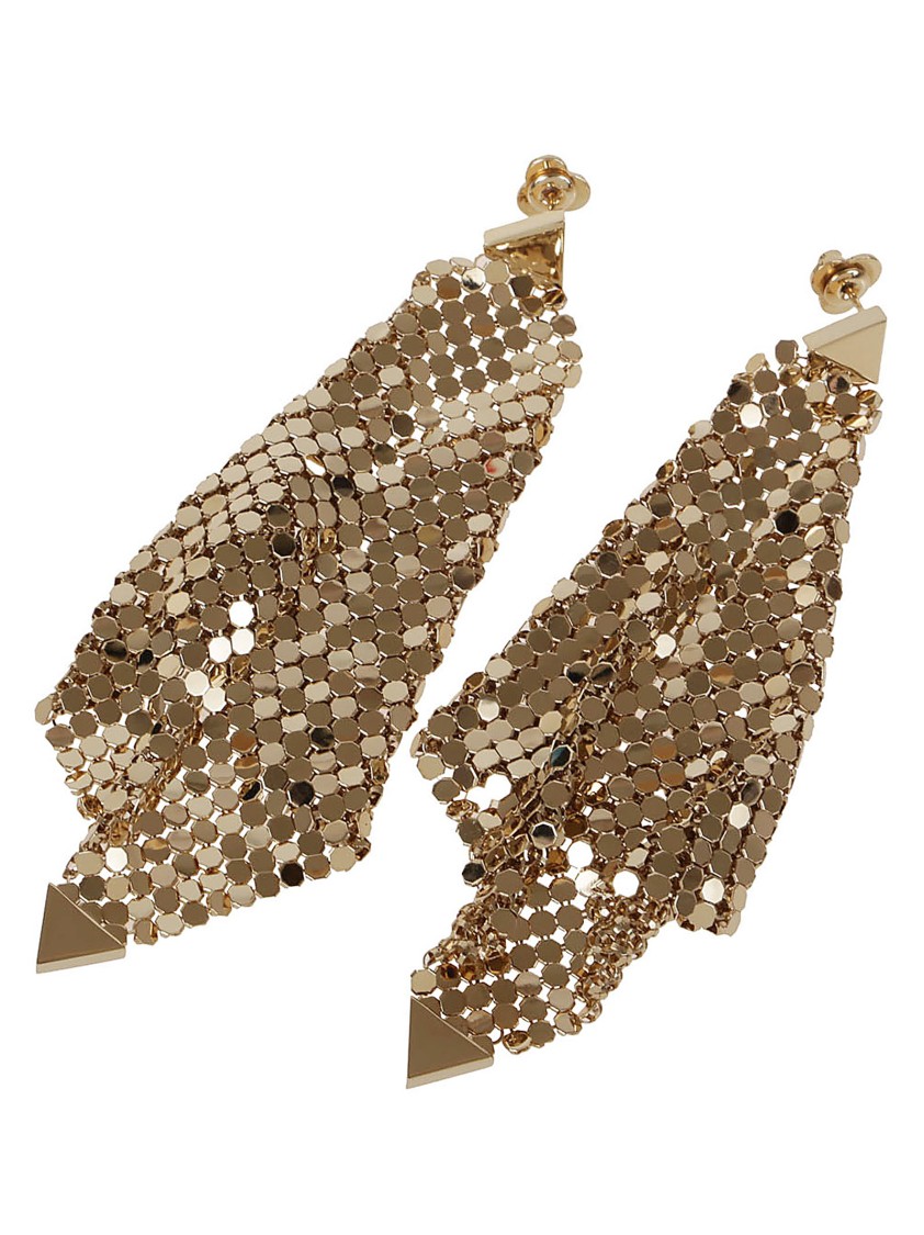 Rabanne Cascading Metallic Mesh Earrings With Triangular Accents In Gold