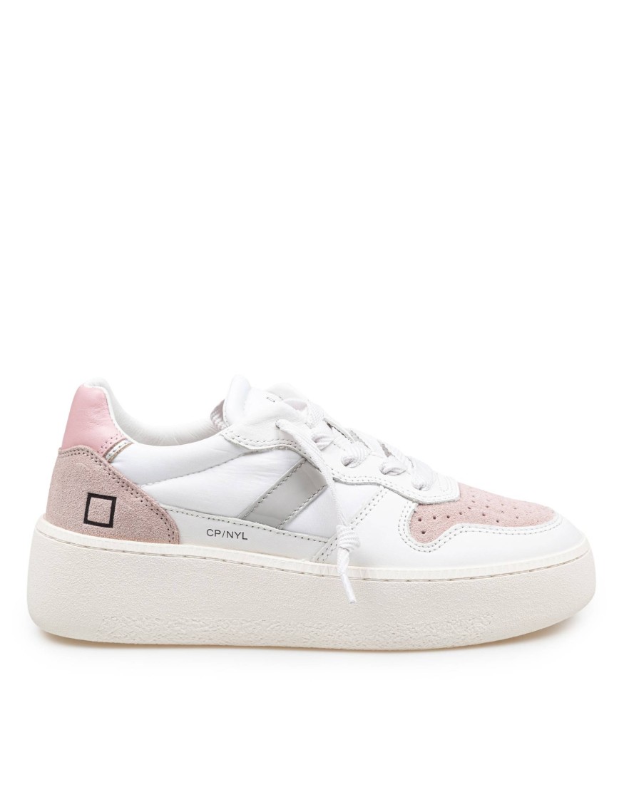 Shop Date D.a.t.e Sneakers Court Platform In Leather And Suede In White