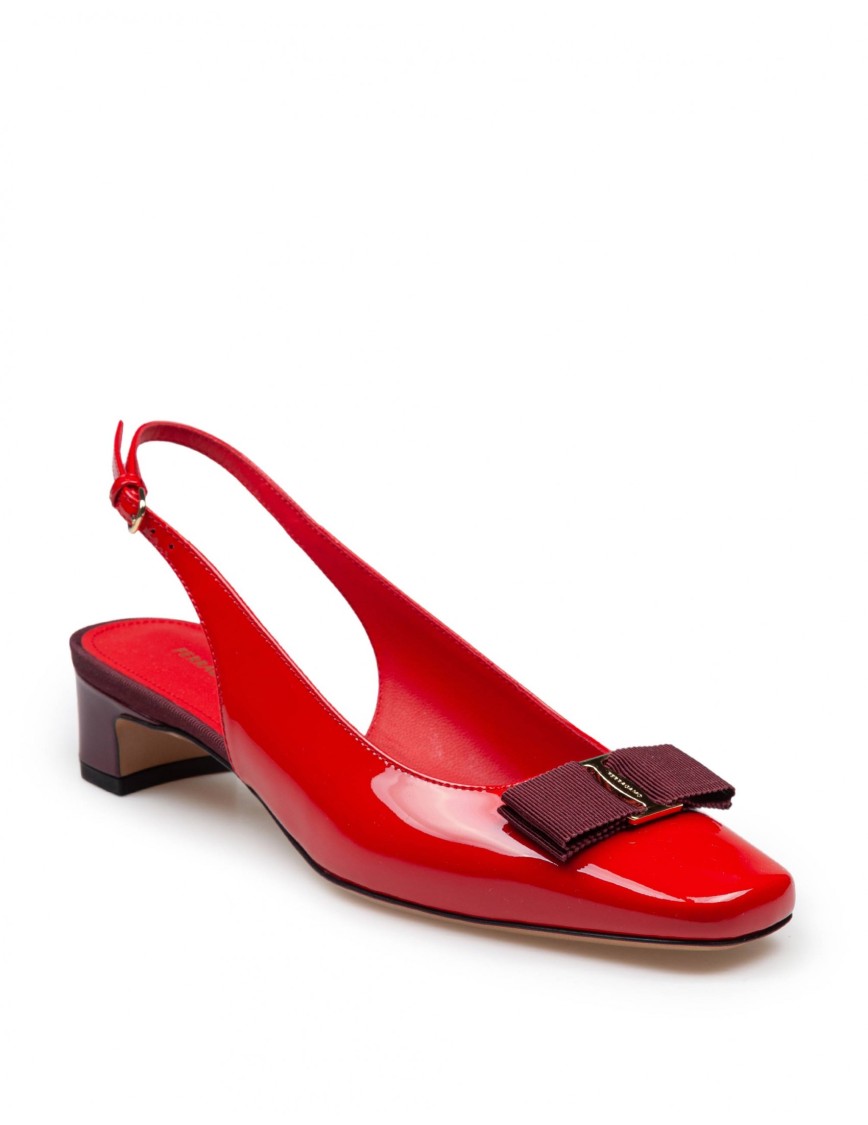 Ferragamo Rivada 30 Patent Leather Slingback Pumps In Red