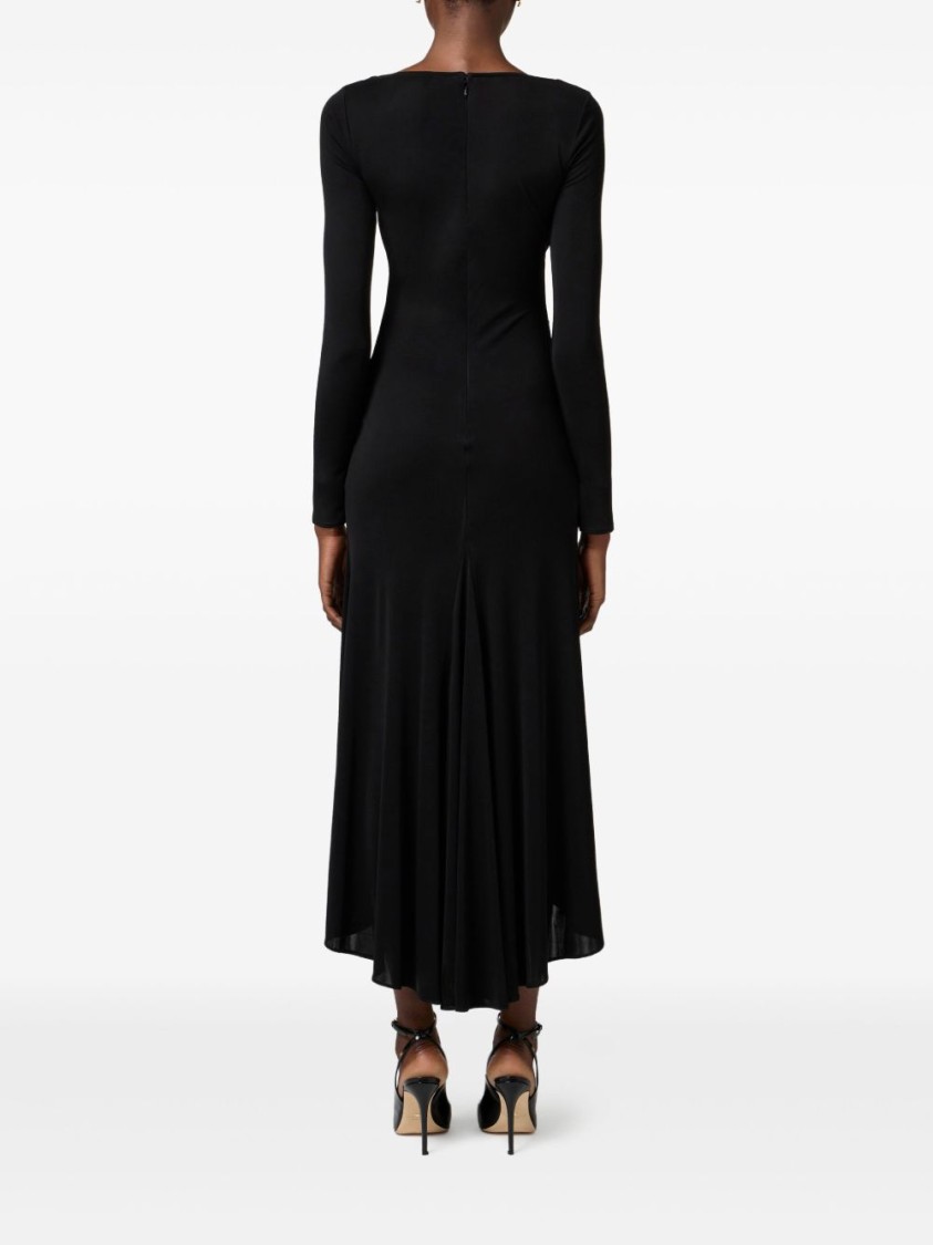 Shop Elisabetta Franchi Flared Black Evening Dress With Fitted Bodice