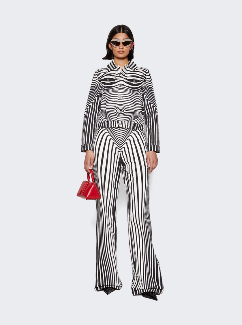 Jean Paul Gaultier Body Morphing Printed Denim Jacket In Gray