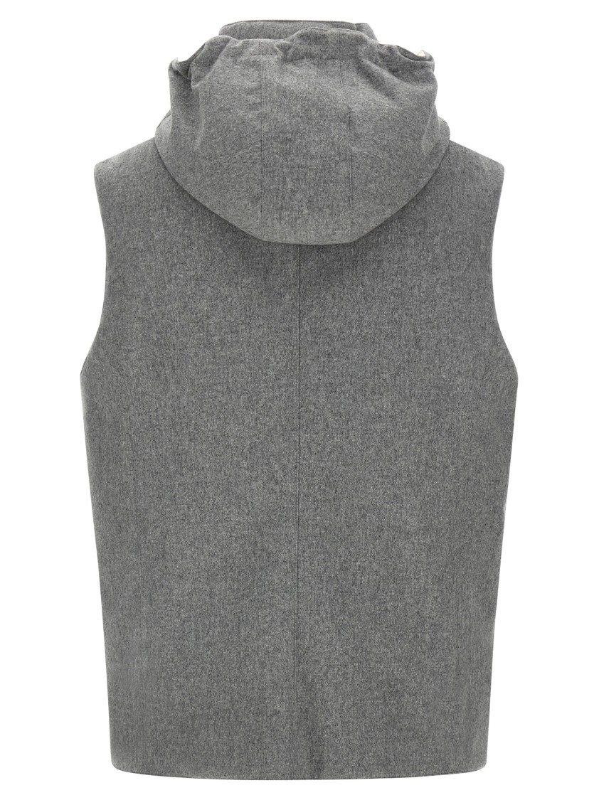 Brunello Cucinelli Grey Cotton Down Jacket In Gray
