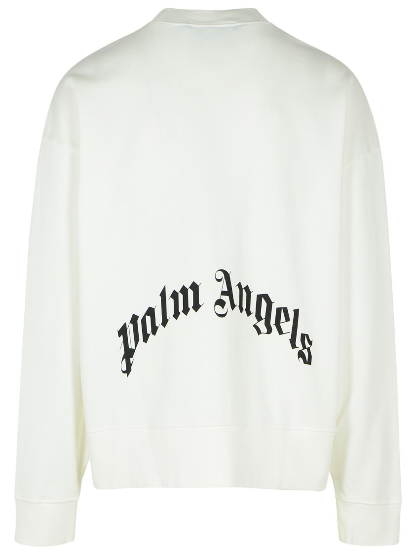 PALM ANGELS PALM ANGELS CONTRAST LOGO LETTERING WHITE COTTON SWEATSHIRT 