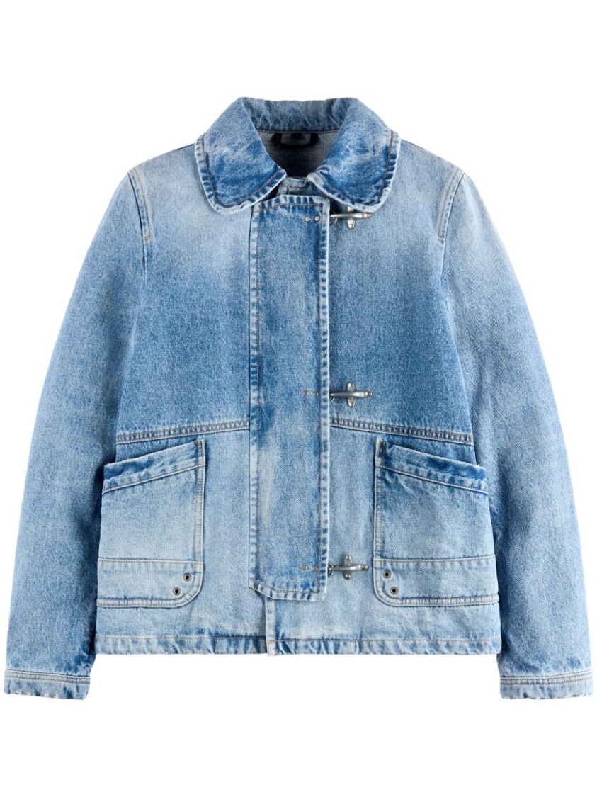 Fay Light Wash Denim Jacket With Vintage Appeal In Blue