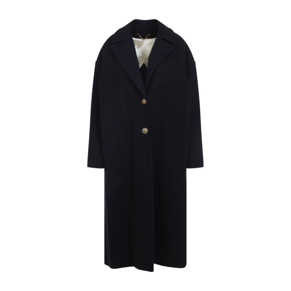 Golden Goose Heraldic Buttons Single-breasted Cocoon Coat In Black