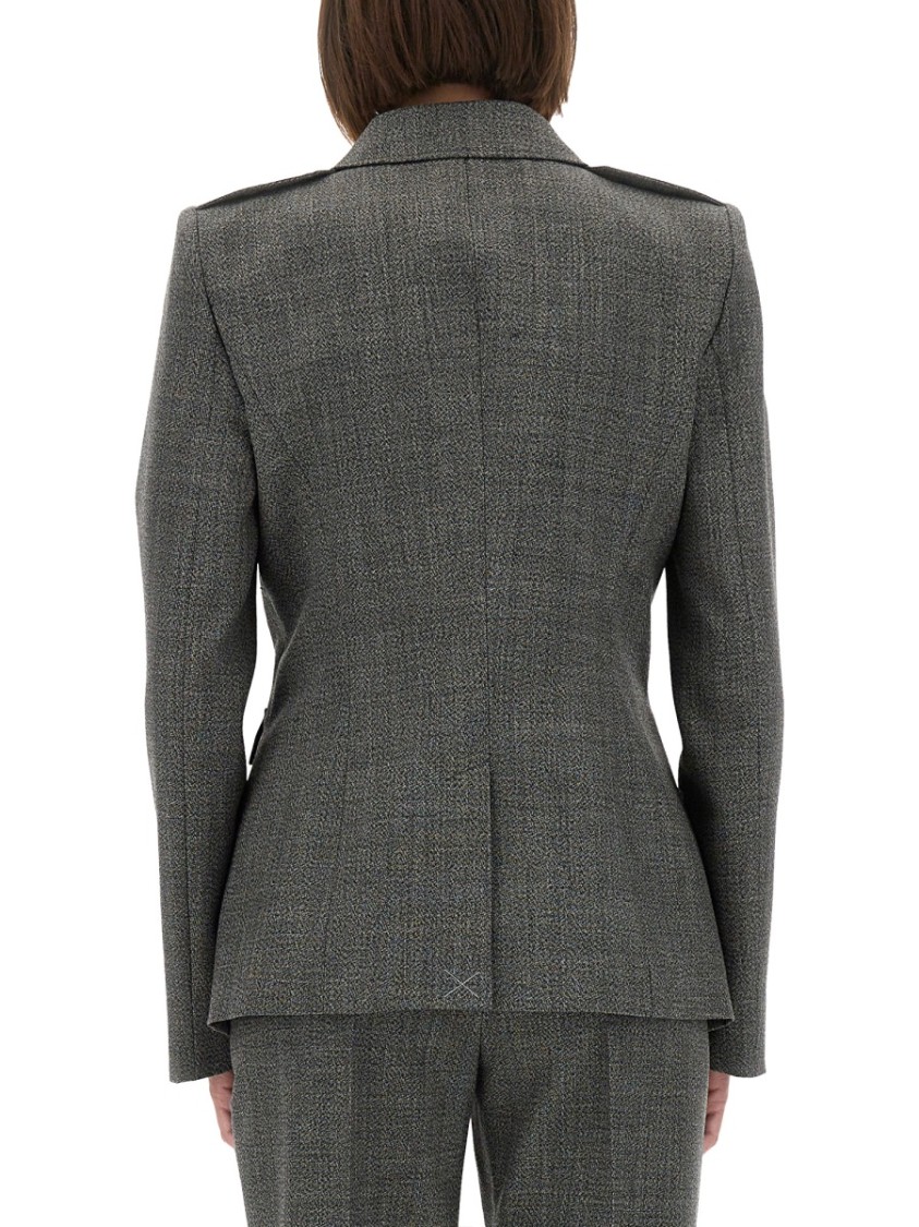 Alexander Mcqueen Fitted Grey Wool Jacket With Structured Silhouette In Gray