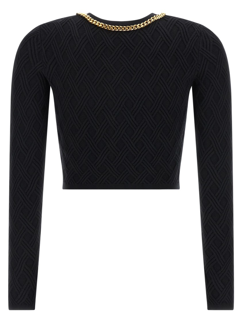 Elisabetta Franchi Jewel Zip Puller Cardigan Sweaters And Cardigans Black In Black