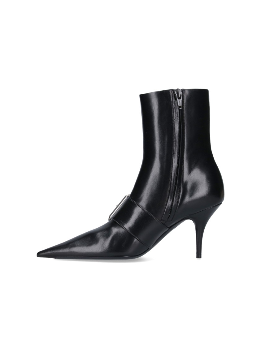Balenciaga Women Leather Ankle Boots With Maxi Buckle In Black