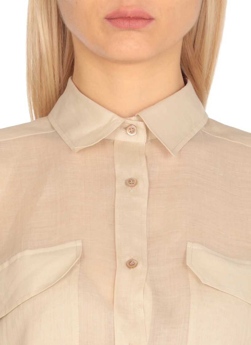 Shop Antonelli Beige Beige Ramie Shirt