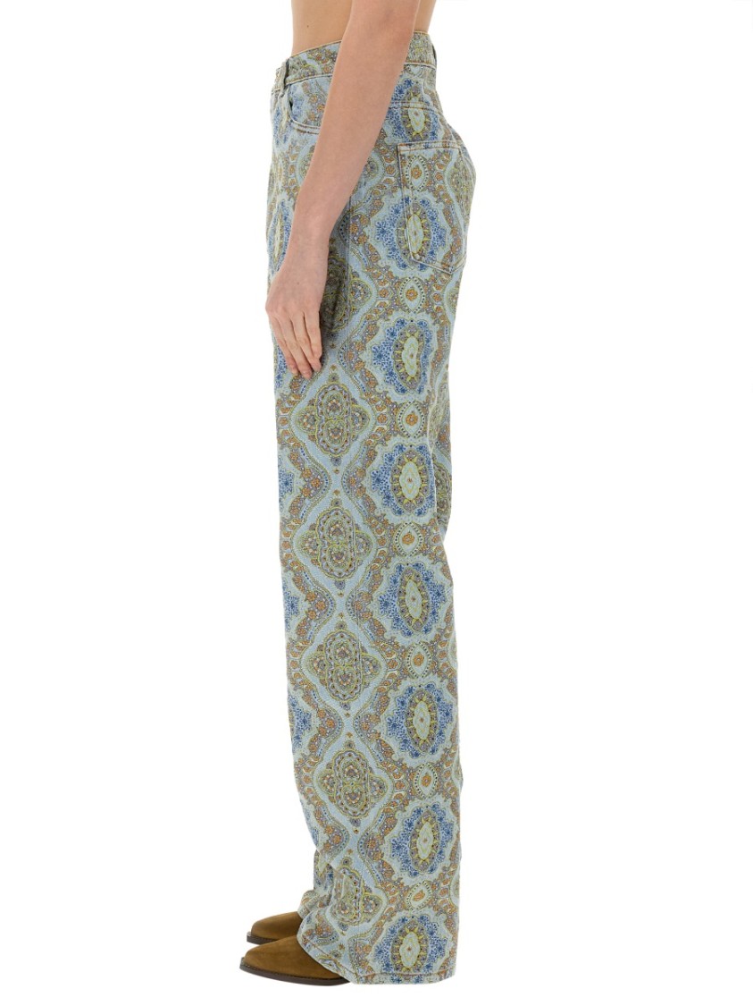 Etro Paisley-print High-waisted Wide-leg Jeans In Multicolor