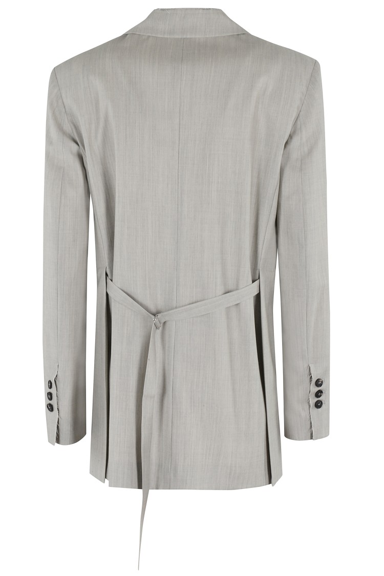 Shop Tela Single-breasted Blazer With Tailored Silhouette In Grey