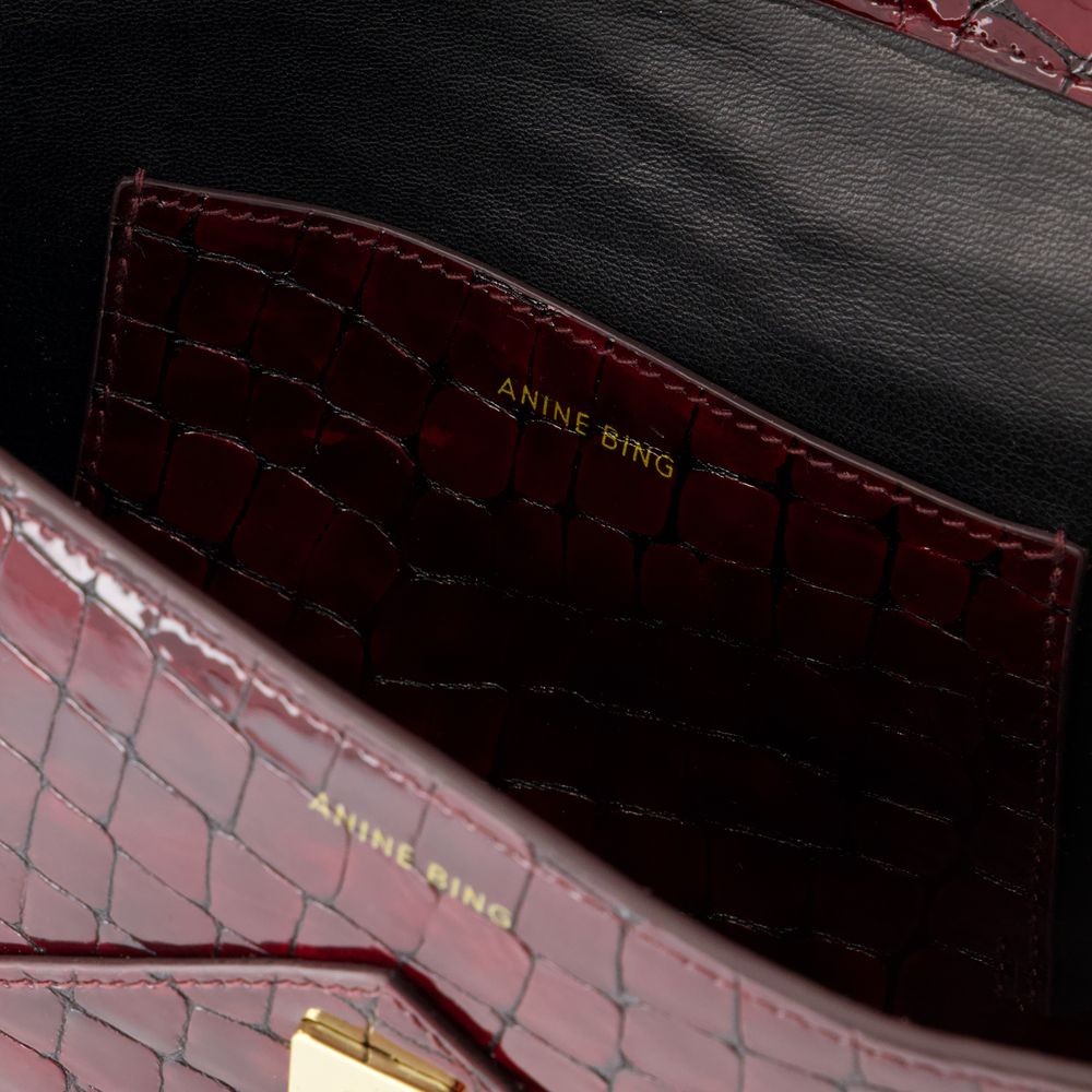 Shop Anine Bing Elly Small Clutch - Leather - Burgundy In Black