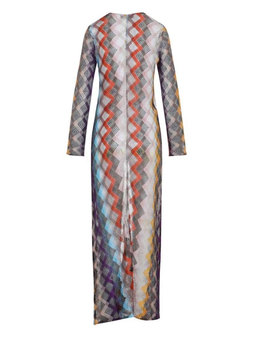 Missoni Multicoloured Lamé Long Cardigan With Geometric Patterns