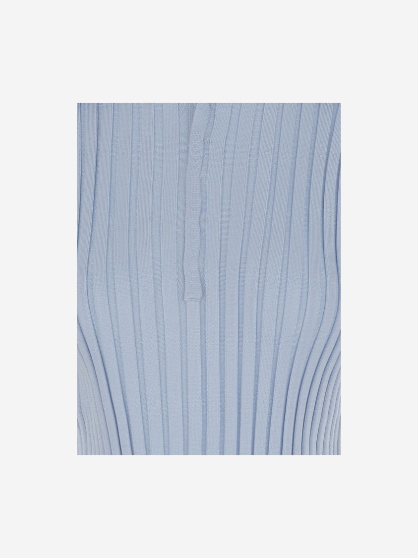 Jil Sander Viscose Blend Polo Shirt With Ruffle Flounce