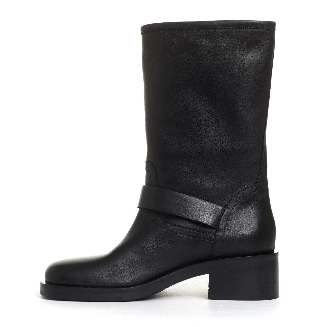 Shop Strategia Biker Ankle Boots With Square Toe And Buckles In Black