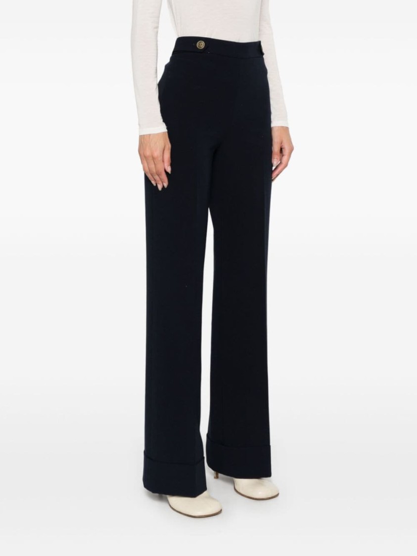 Twinset Cady High-waist Trousers In Black
