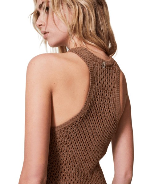 Shop Twinset Actitude Textured Knit Maxi Dress With Halter Neckline