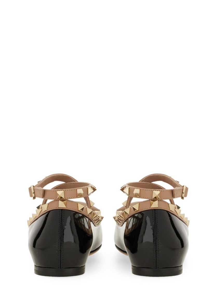 Valentino Rockstud Ballerina Patent-leather Pumps
