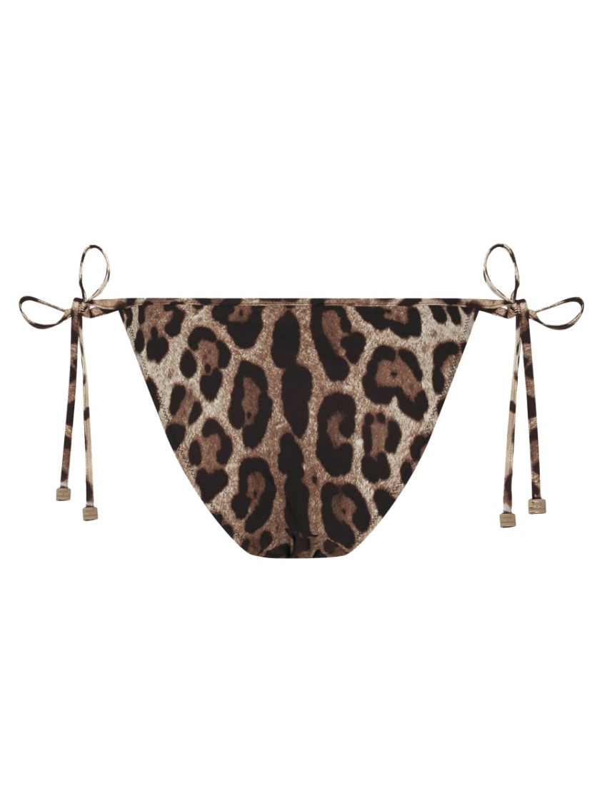 Dolce & Gabbana Leopard Print Jersey Bikini Bottoms In Brown