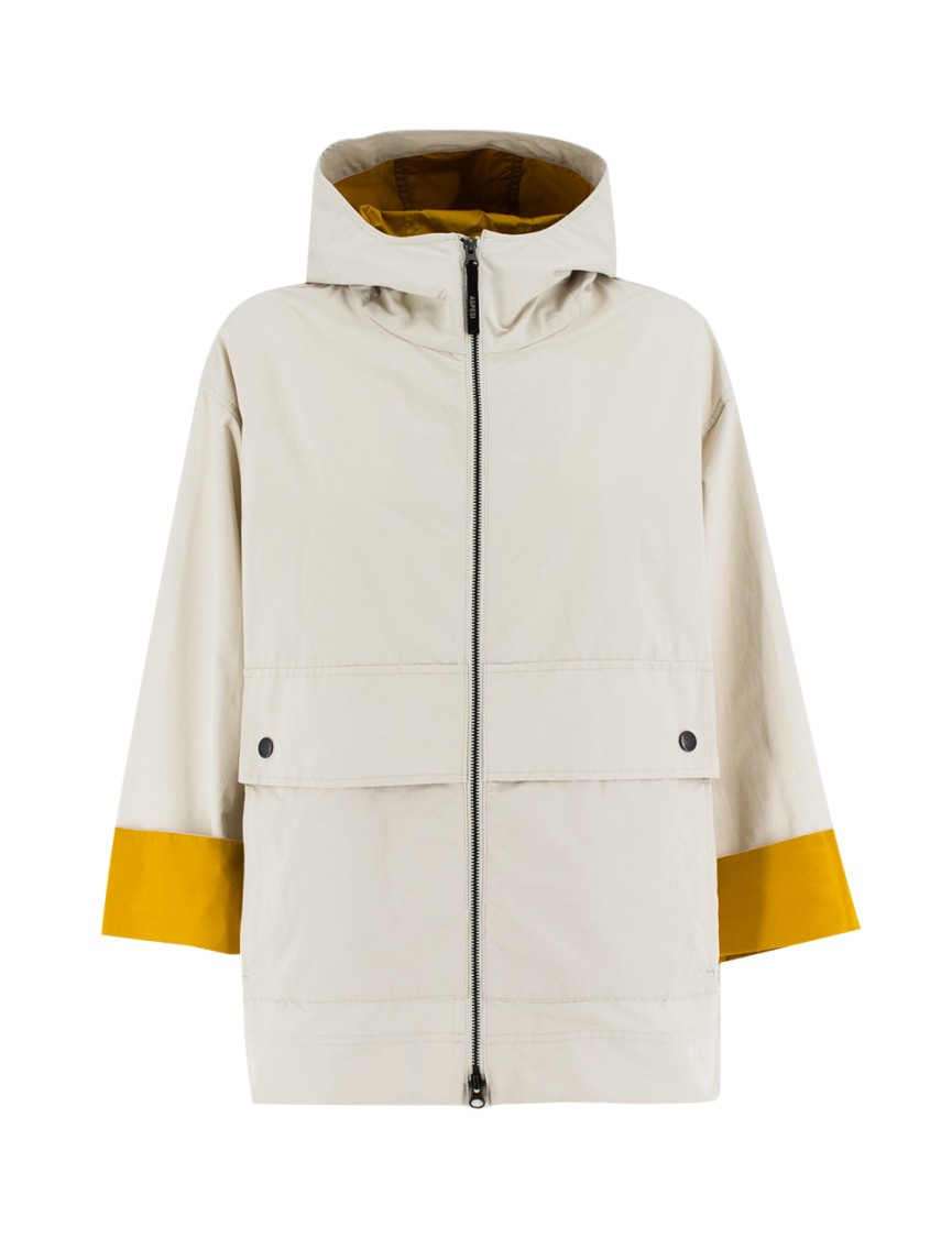 Aspesi Ice-colored Jacket With Contrasting Lining In Neutrals