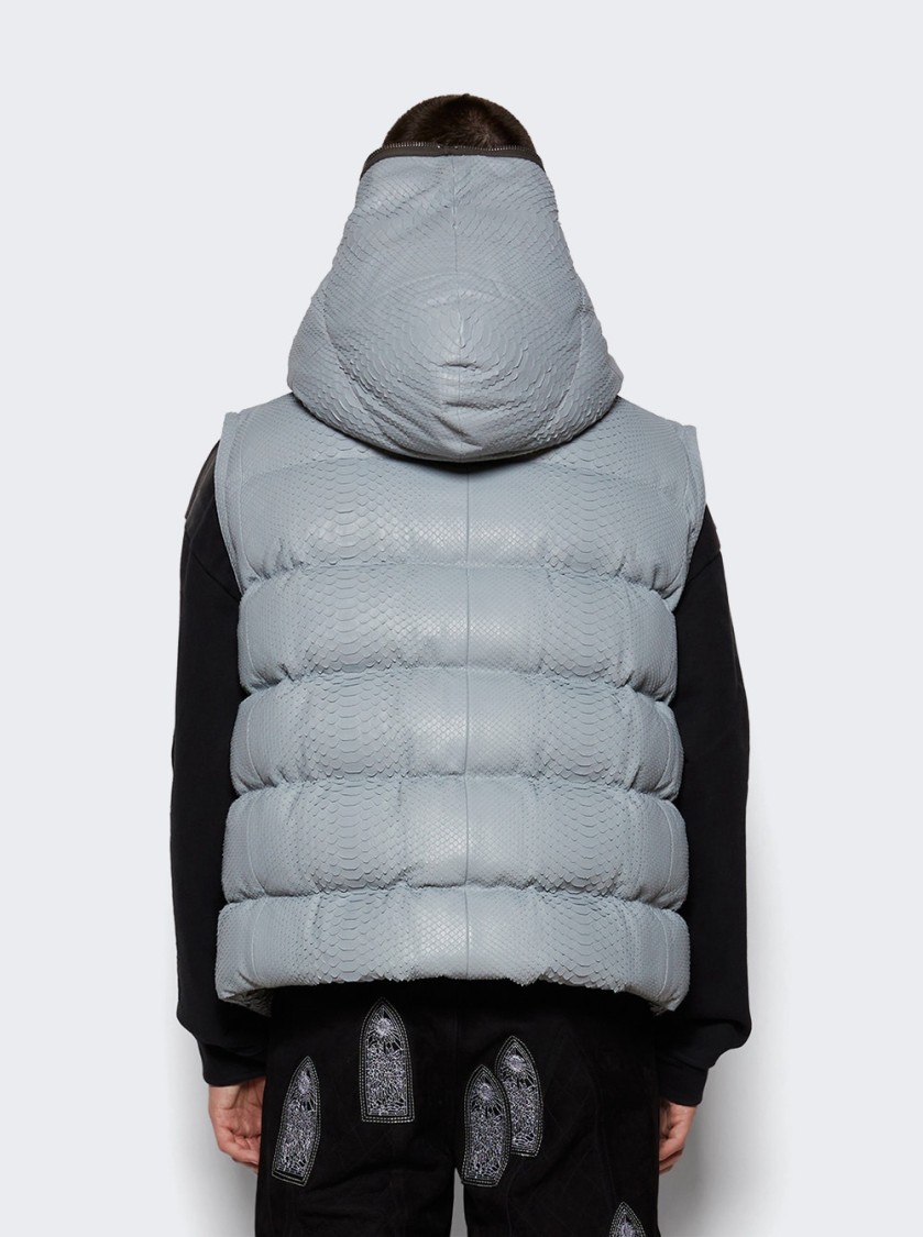 Shop Rick Owens Giacca Piumino In Pitone Senza Maniche - Sealed Vest Pale Blue