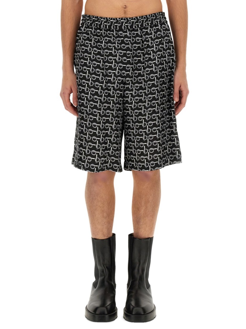 Shop Burberry All Over Print Bermuda Shorts In Grey