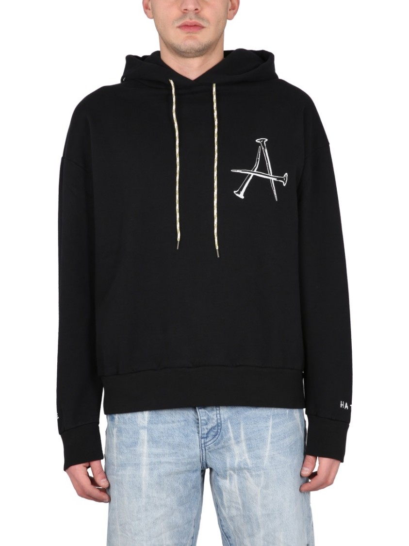 Aries Relaxed-fit Hoodie With Bold Graphic Design