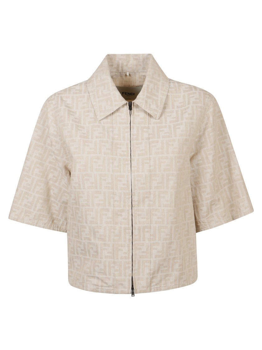 Fendi Chambray Ff Jacket In Neutral