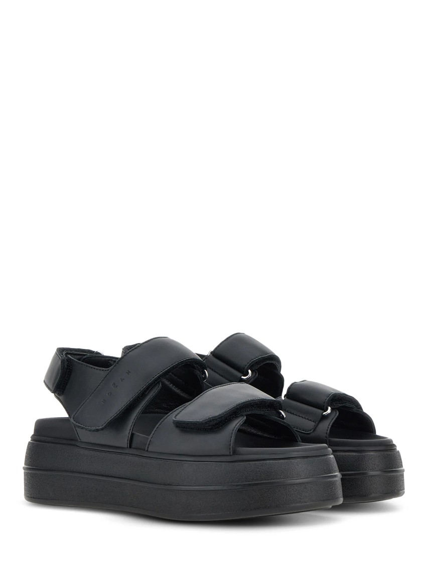 Hogan Chunky Platform Sandals With Adjustable Straps In Black