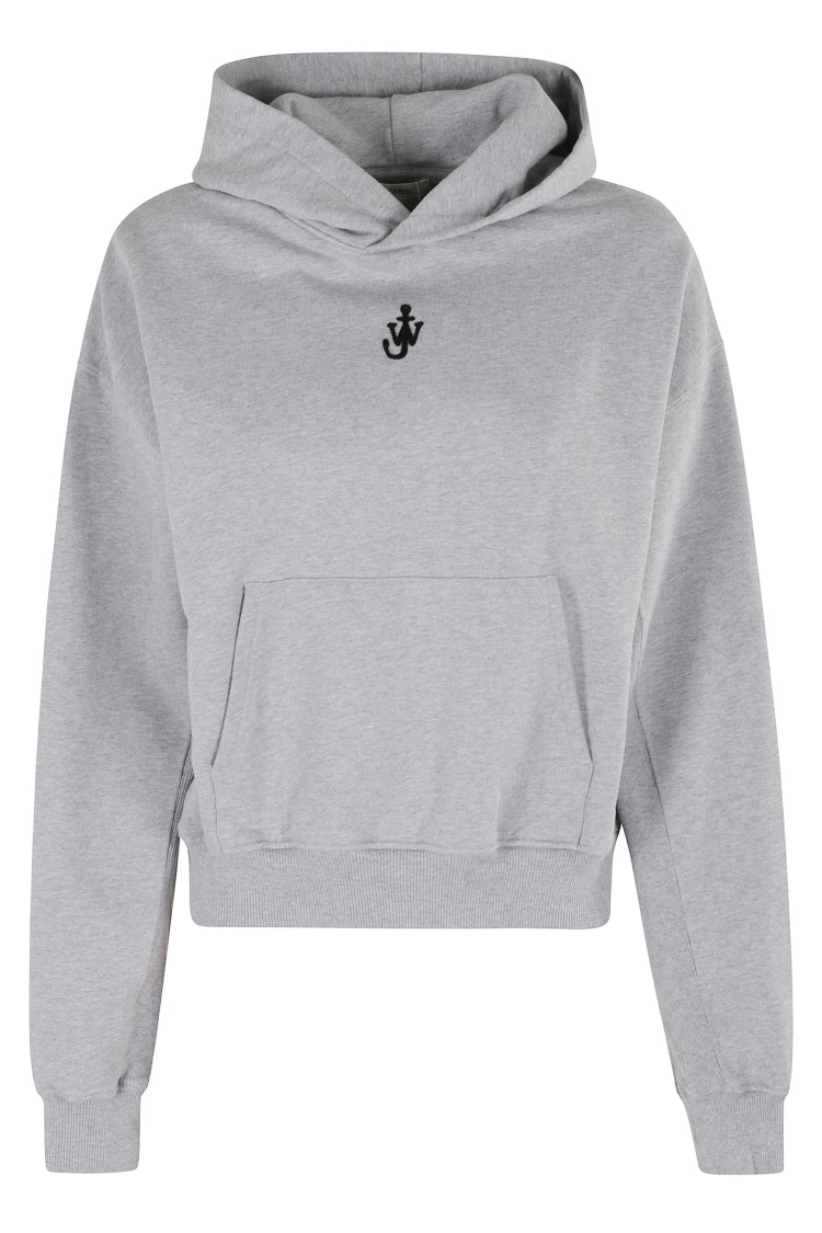 Jw Anderson Anchor Embroidered Hooded Sweatshirt In Gray
