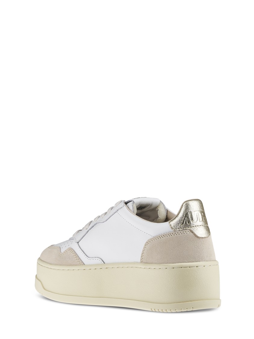 Autry Low-top Platform Sneakers With Leather And Suede Accents In Yellow