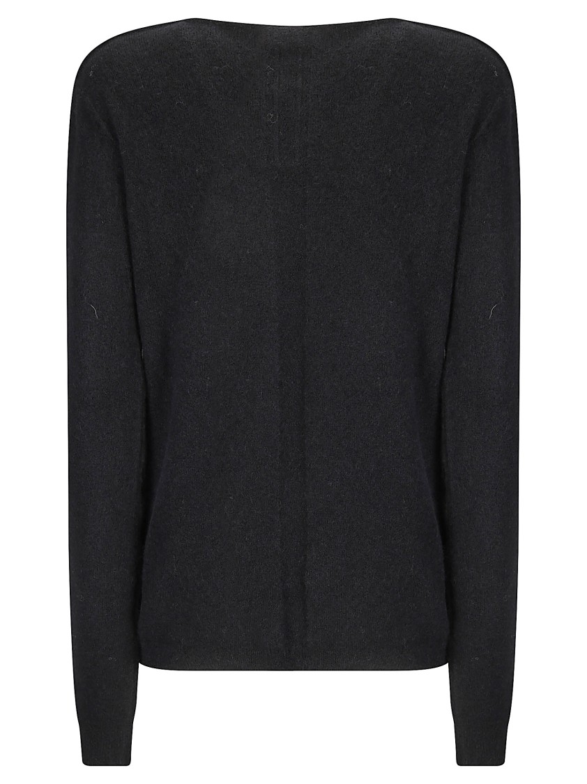 Rick Owens Ribbed-panel Long-sleeve Sweater In Black