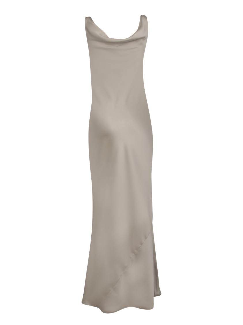 BLANCA VITA BLANCA VITA BEIGE MAXI DRESS WITH SCOOP NECKLINE 