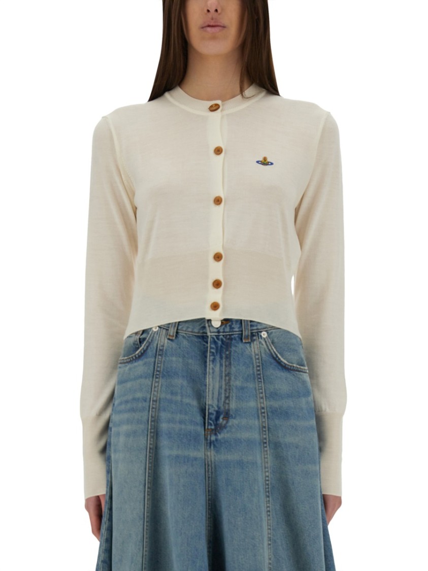 Shop Vivienne Westwood "bea" Cardigan In Neutrals