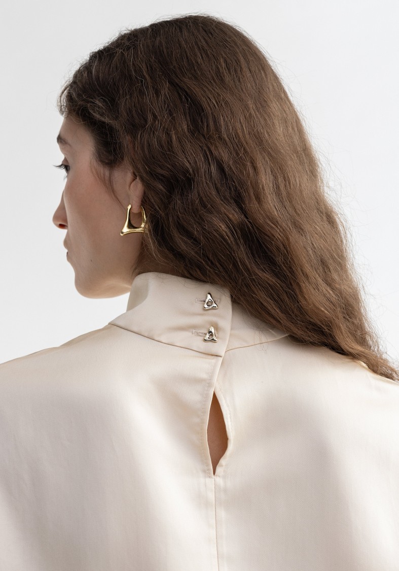 Aeron Flora - Cupro Sleeveless Turtleneck In Neutrals