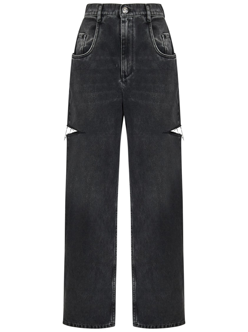 Maison Margiela Loose-fit Jeans With Stylish Slash Detailing In Black