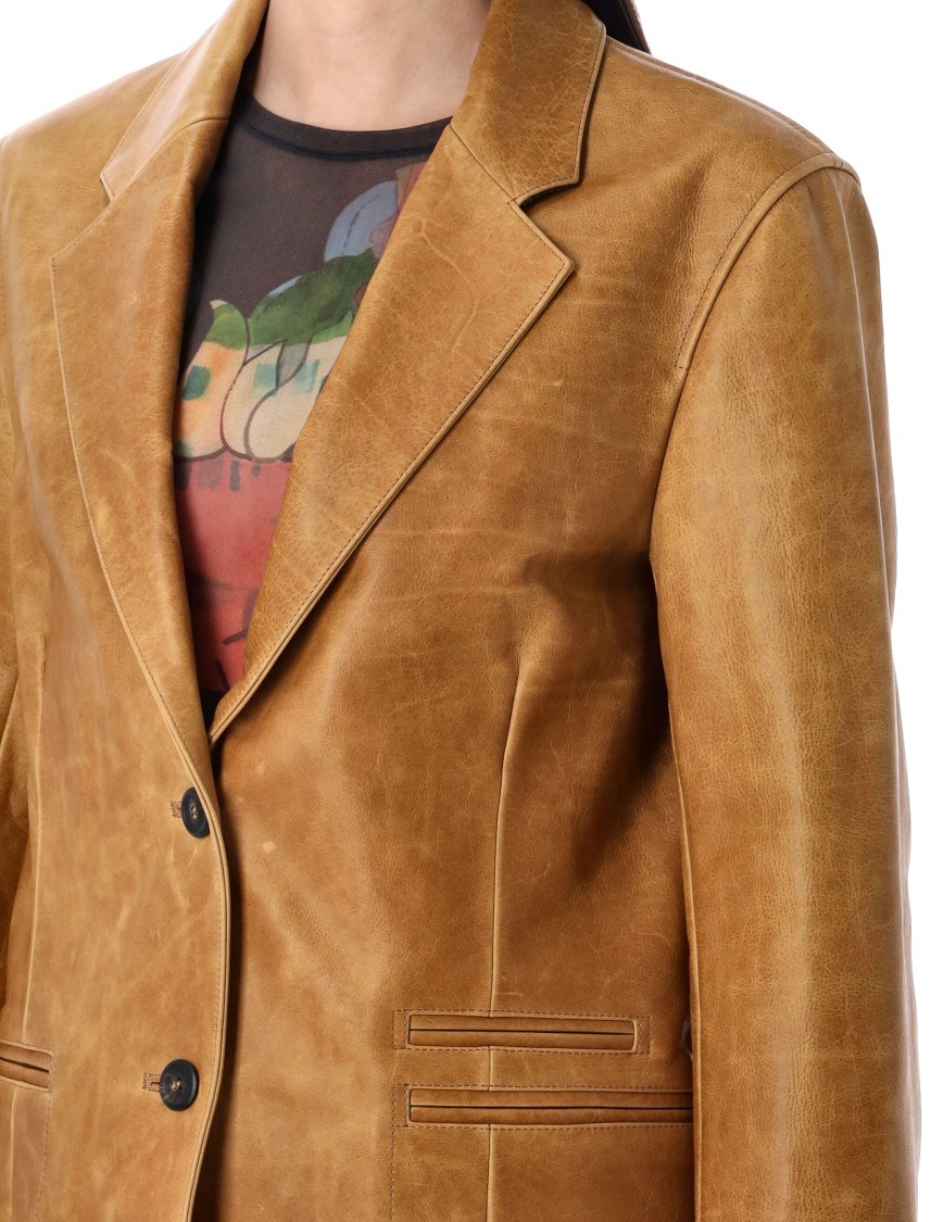 Shop Our Legacy Brown Leather Blazer With Tailored Silhouette