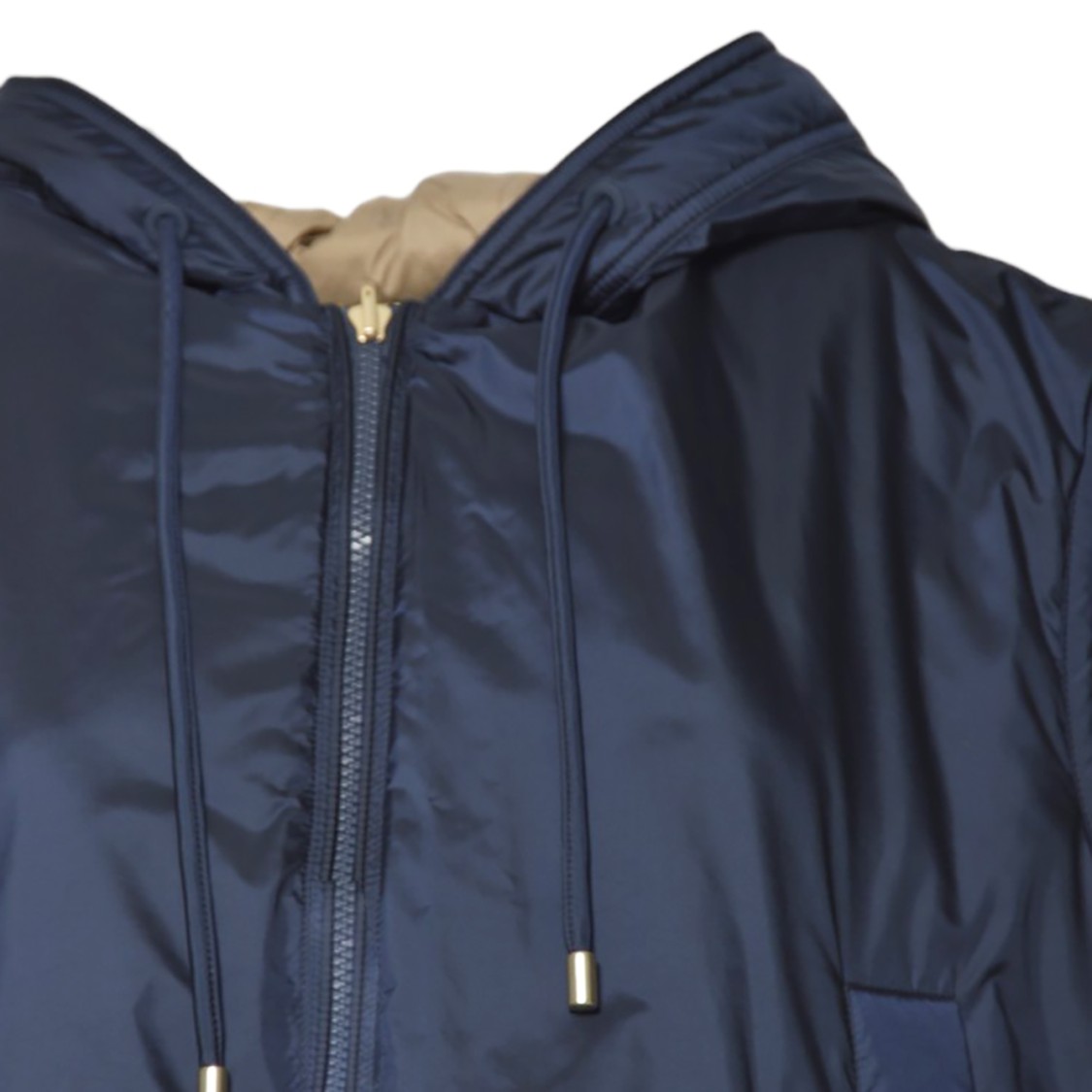 Max Mara Cropped Hooded Vest With Shiny Exterior In Green