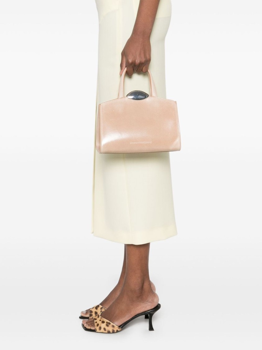 Shop Benedetta Bruzziches Beige Shoulder Bag With Metallic Clasp In Neutrals