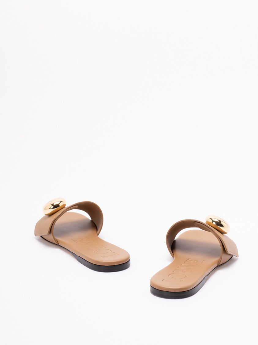 Loewe Pebble Slide In Soft Calfskin In Brown