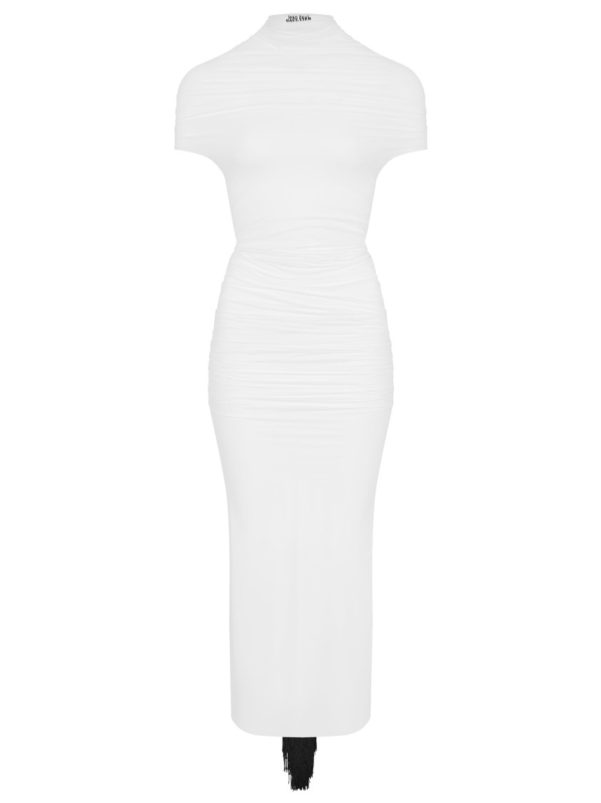 Jean Paul Gaultier Stretch-jersey Fringed Maxi Dress In White