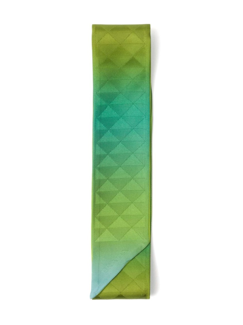 Prada Gradient Design Scarf With Geometric Pattern In Green