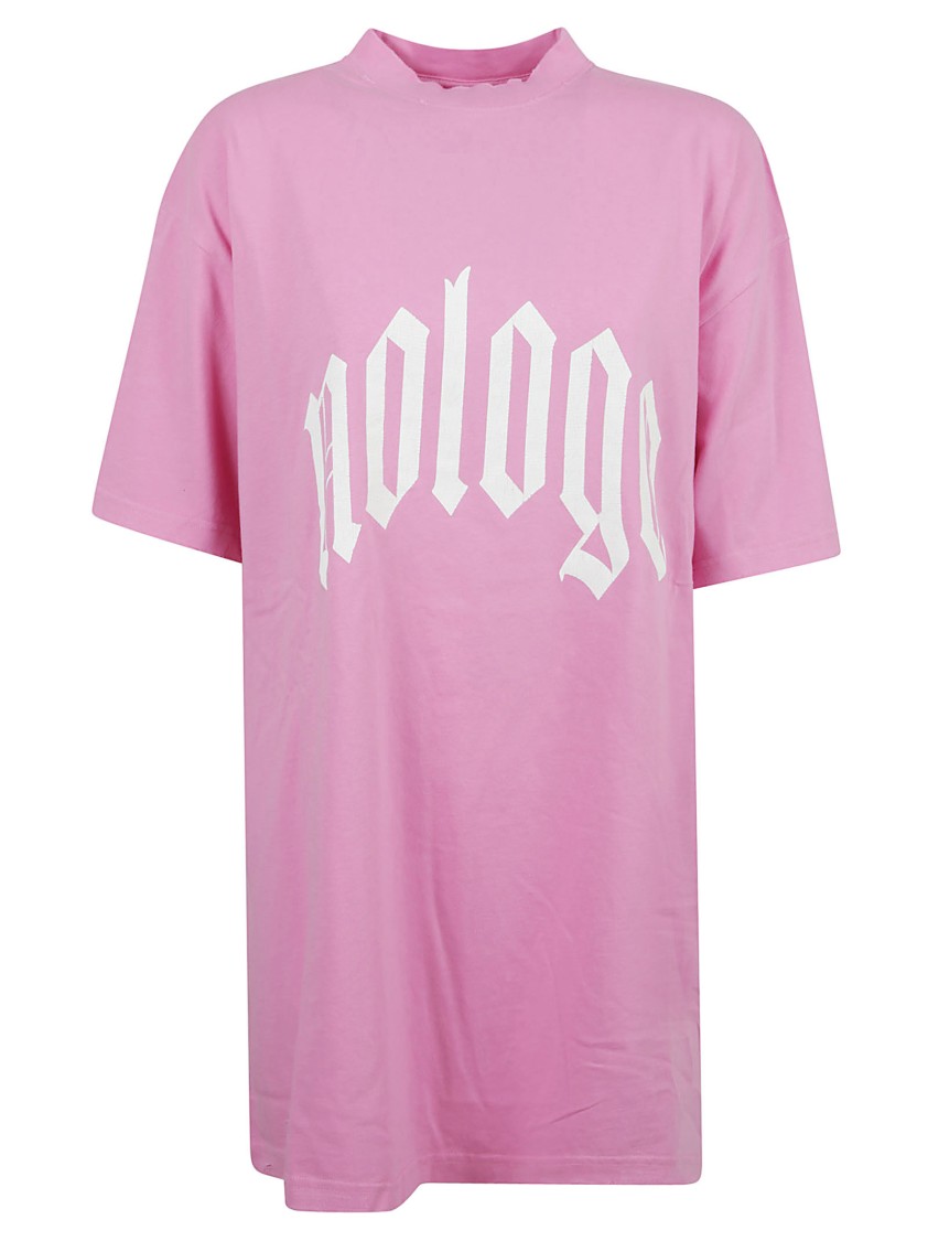 Balenciaga Oversized Cotton T-shirt With Graphic Contrast In Pink