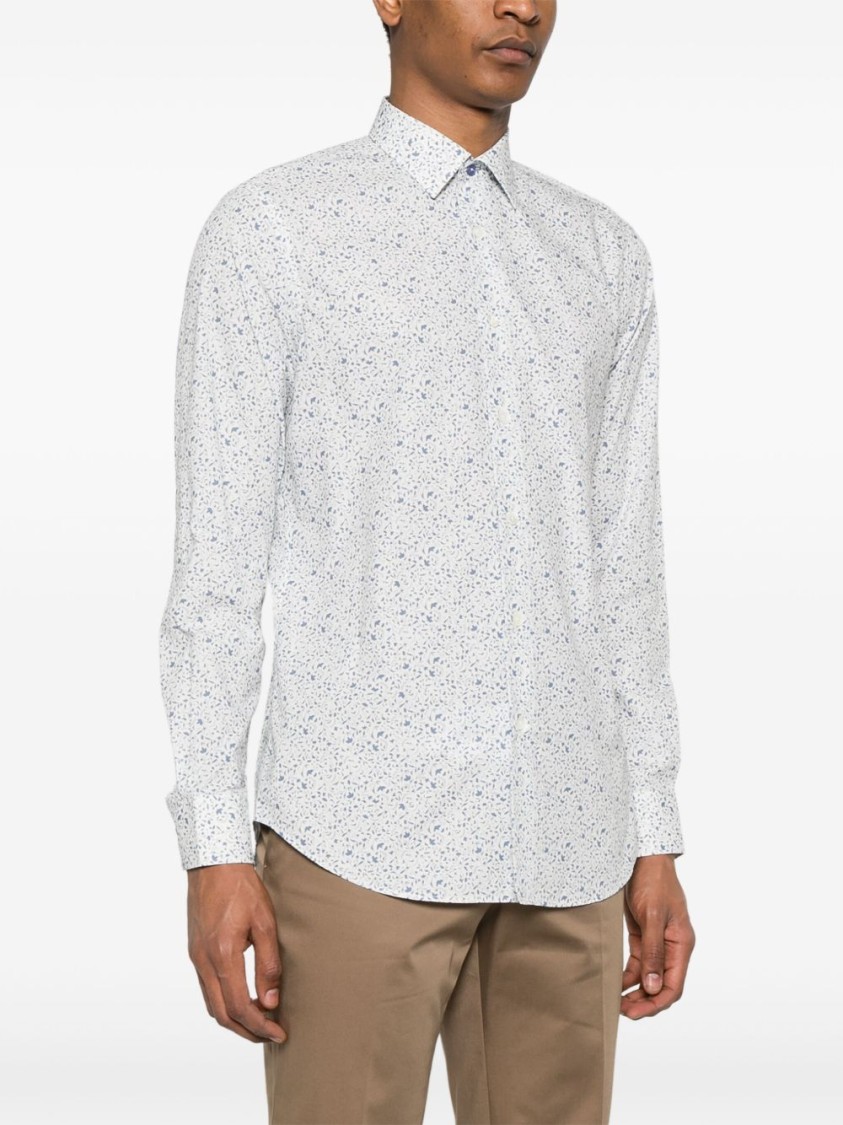 Shop Paul Smith Tailored Fit Shirt With Delicate Floral Pattern In Blue