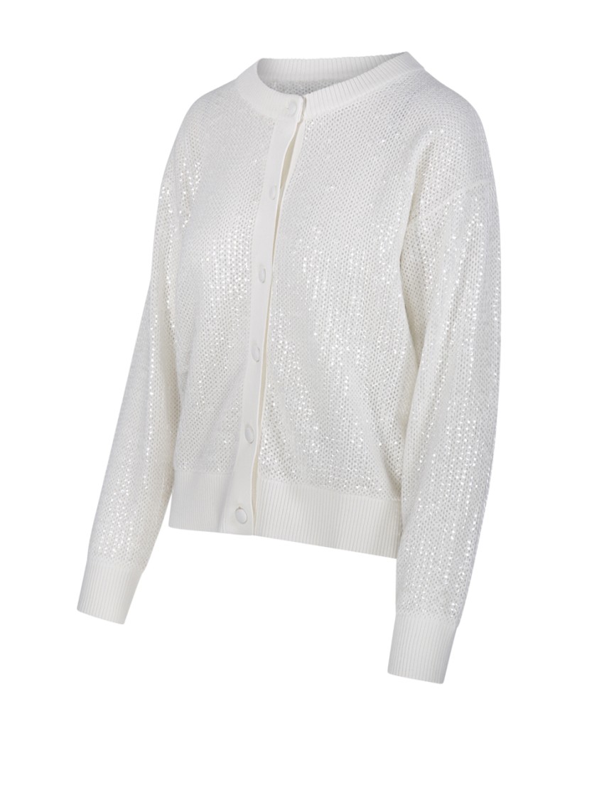 P.A.R.O.S.H PAROSH OPEN-KNIT CARDIGAN WITH SHIMMERING FINISH