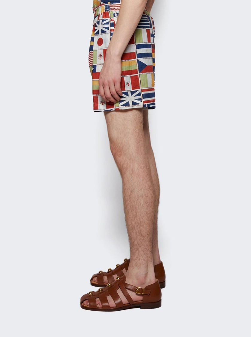 Bode International Straight-leg Printed Linen Shorts In Multicolor