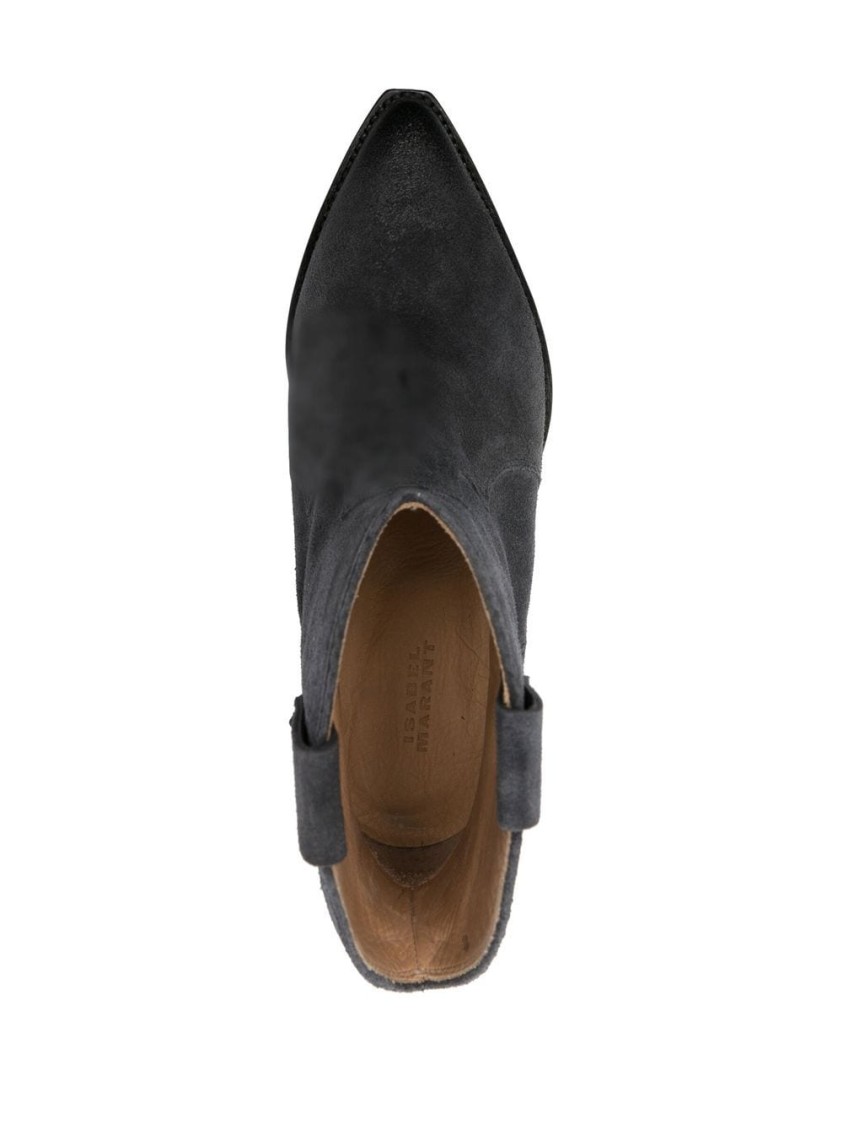 Isabel Marant Dewina Distressed Suede Ankle Boots In Black